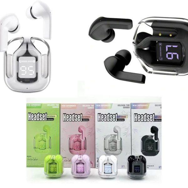 Air31 Earbuds With SILICON POUCH Wireless Crystal Transparent and Bluetooth